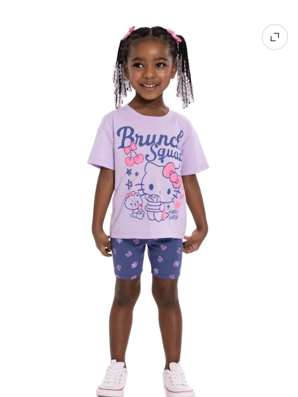 Hello Kitty Brunch Squad Toddler Girl 2-Piece Tee & Bike Shorts Set Size 3T NWT